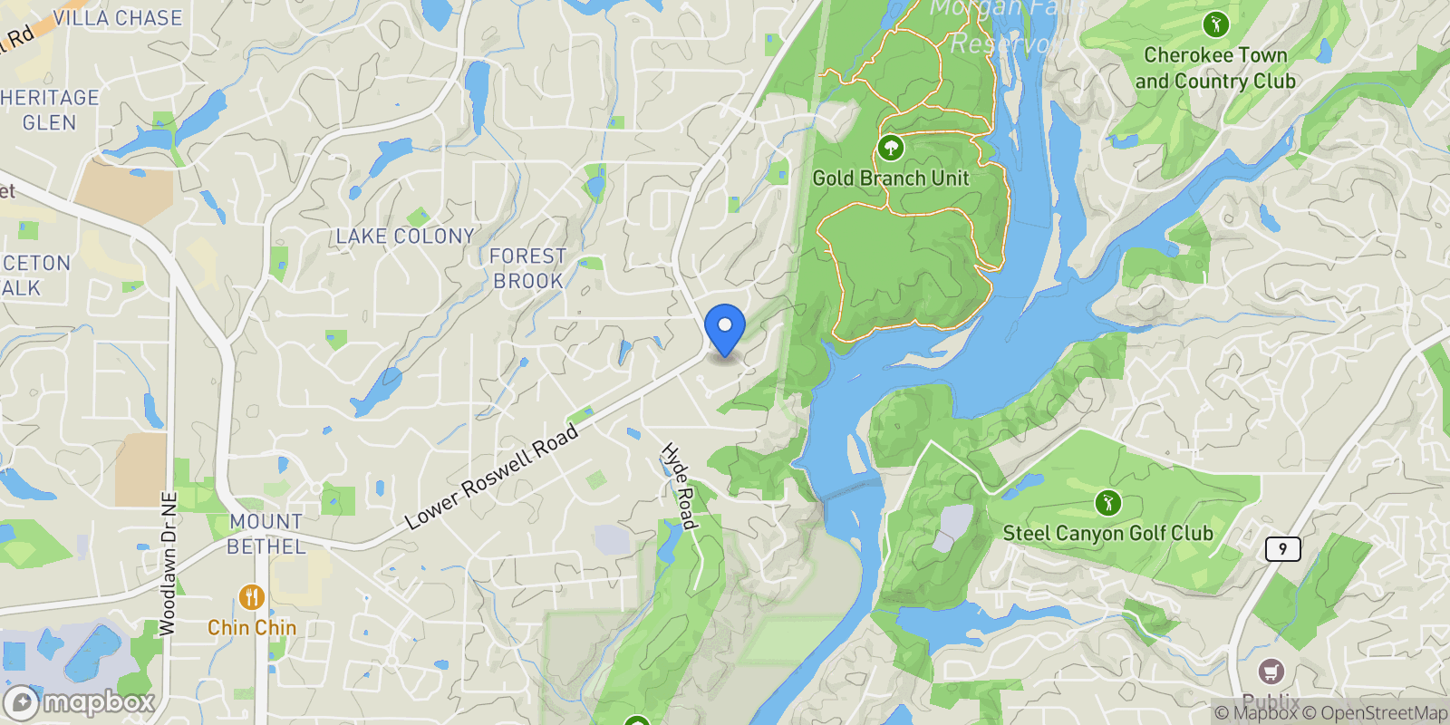 Map showing 5409 Saint Lyonn Place, Marietta, GA 30068, Marietta, Georgia, United States.