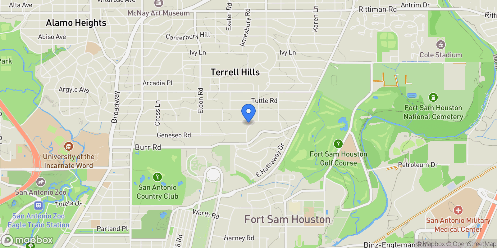 Map showing 640 Terrell Road, San Antonio, TX, 78209, USA, San Antonio, Texas, United States.