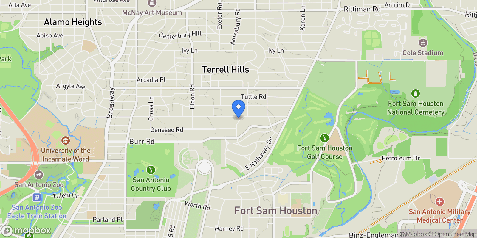 Map showing 640 Terrell Road, San Antonio, TX, 78209, USA, San Antonio, Texas, United States.