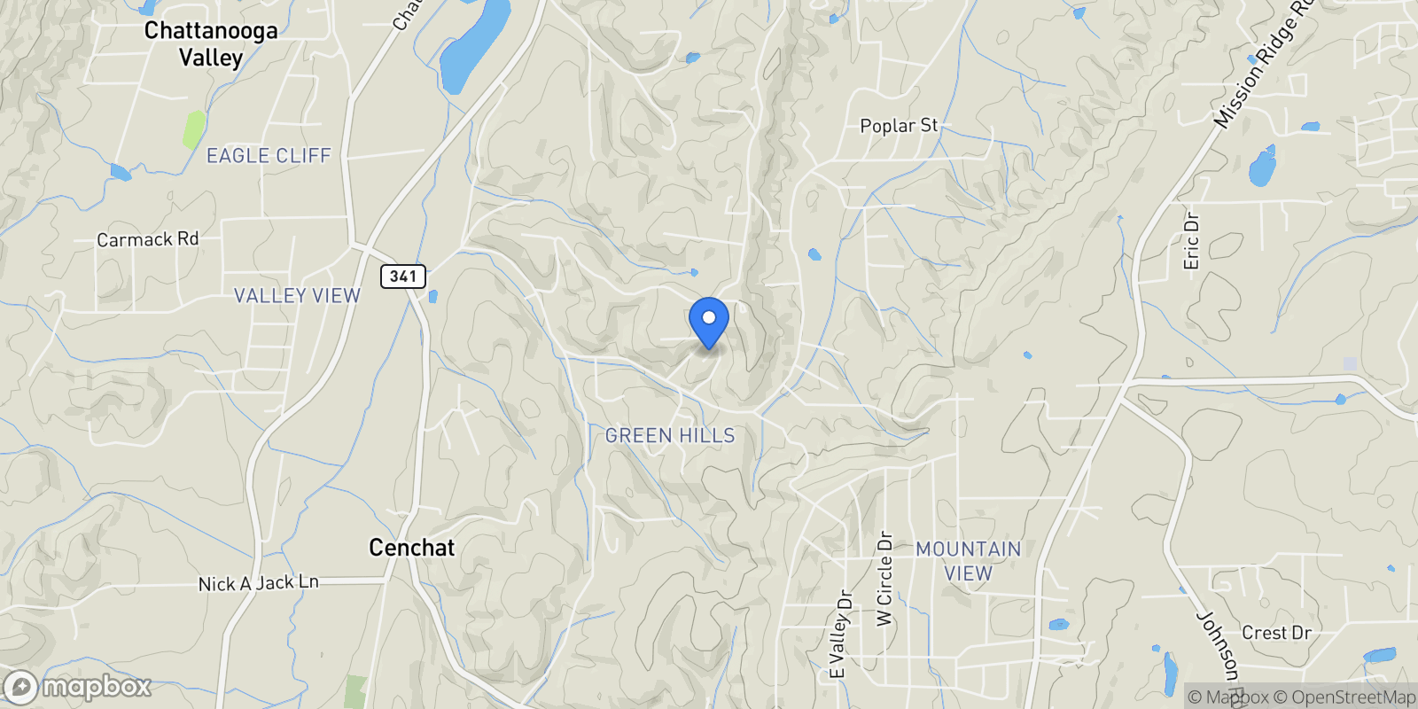 Map showing 210 Cascade Drive, Rossville, GA 30741, Rossville, Georgia, United States.