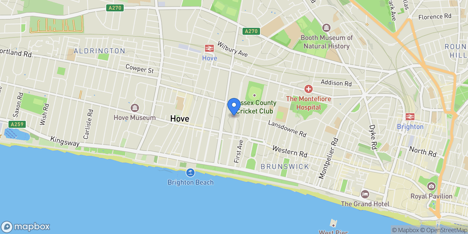 Map showing Hove, Brighton and Hove, England, United Kingdom.
