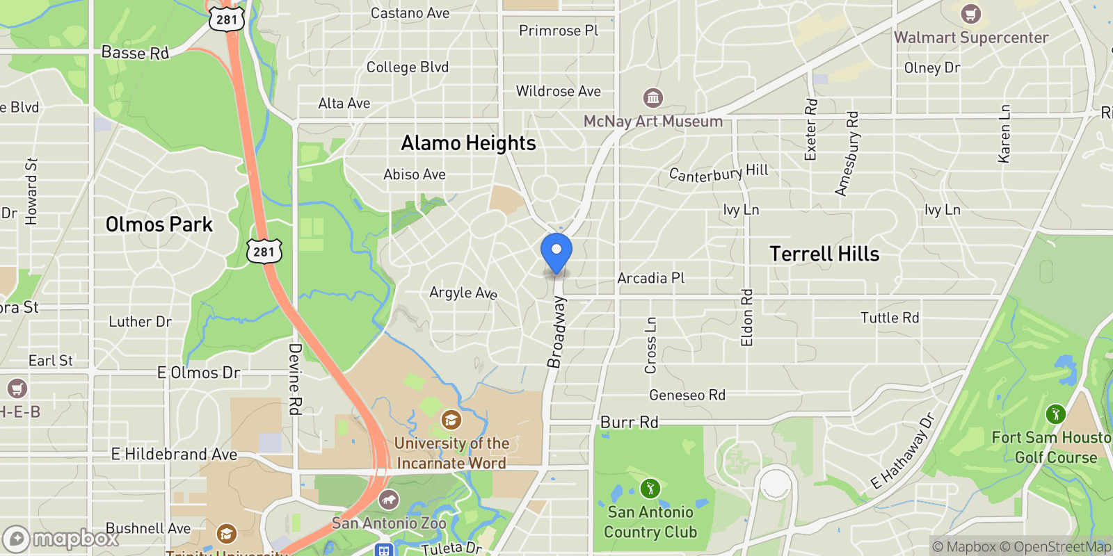 Map showing 110 Kennedy Avenue Unit 6A, San Antonio, TX, 78209, USA, San Antonio, Texas, United States.