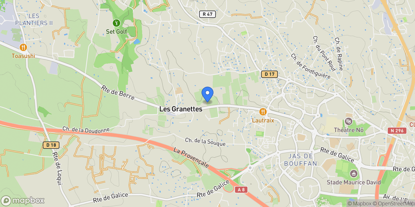 Map showing Aix-en-Provence, Provence-Alpes-Côte d'Azur, France.