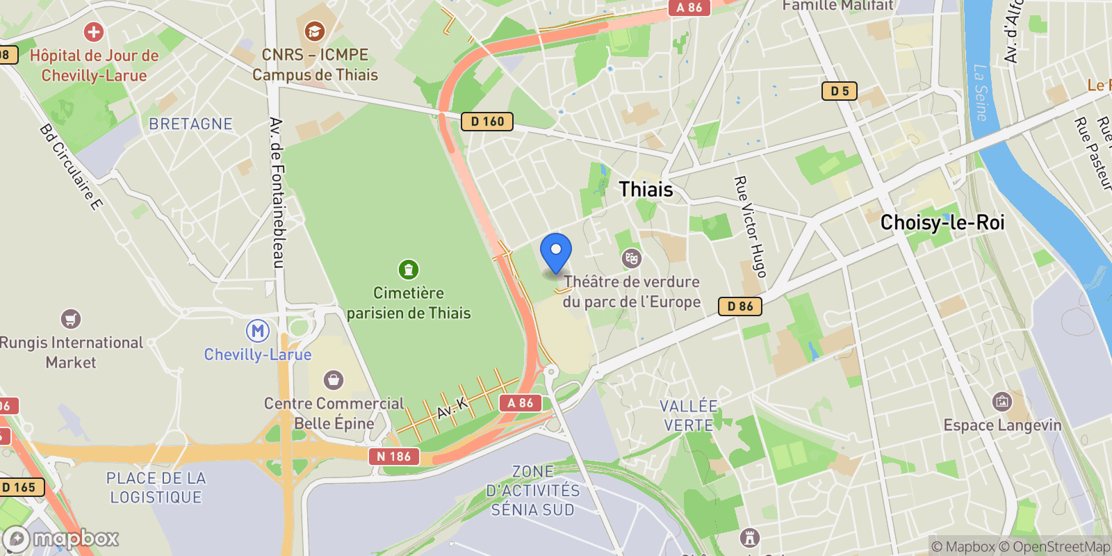 Map showing Thiais, Île-de-France, France.