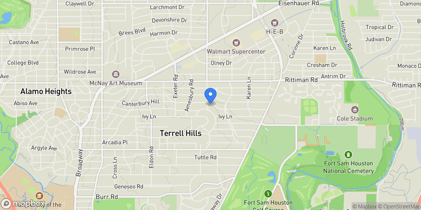Map showing 804 Canterbury Hill, San Antonio, TX, 78209, USA, San Antonio, Texas, United States.
