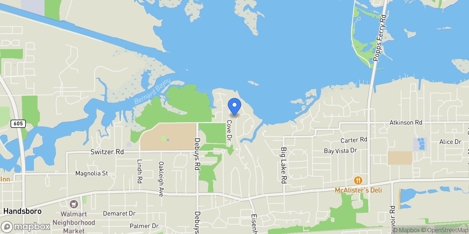Map showing 407 Goose Pointe Boulevard, Biloxi, MS 39531, Biloxi, Mississippi, United States.