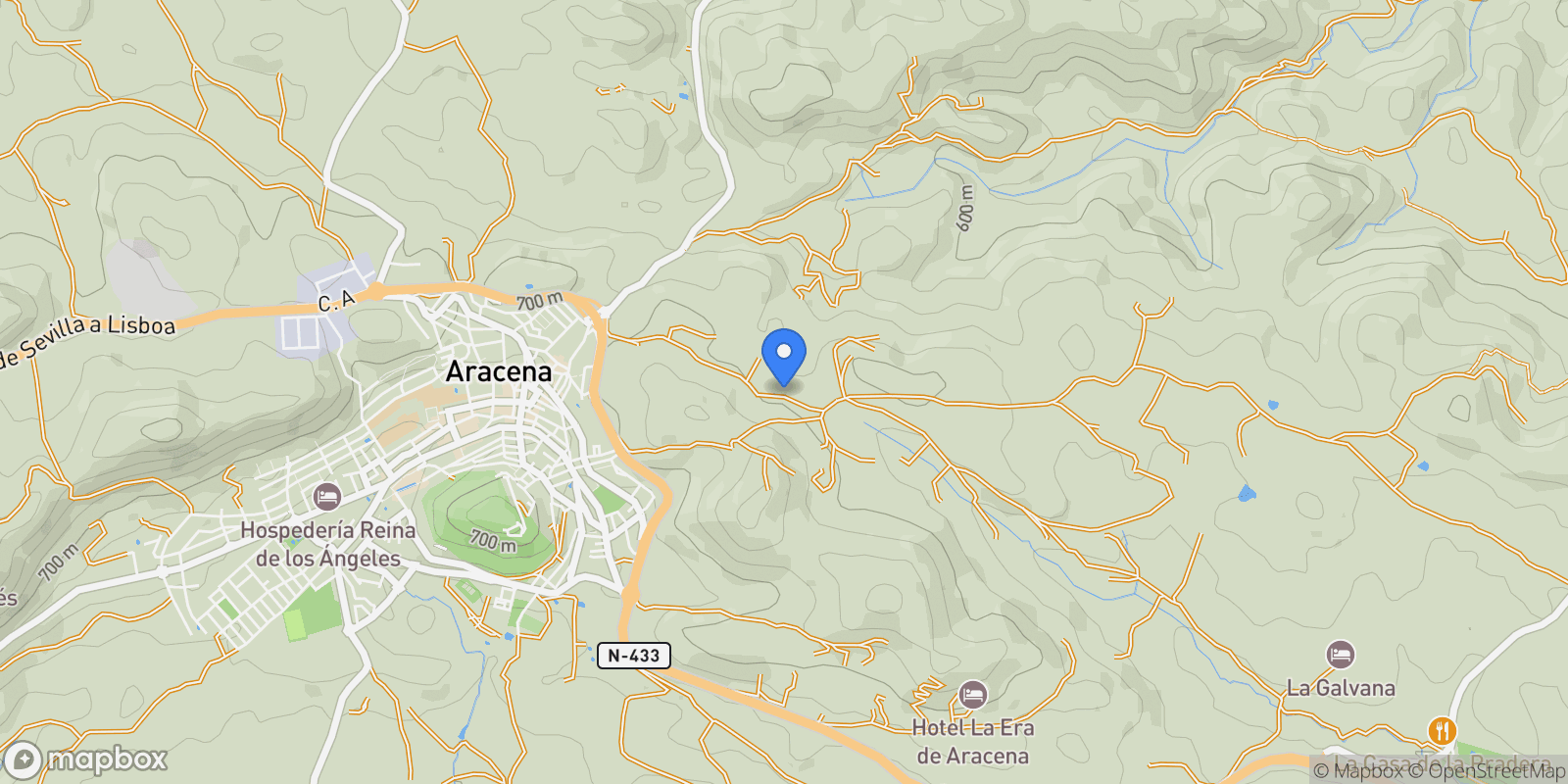 Map showing diseminados 159 poligono 6 parcela 156 …, 21200, aracena, Huelva, aracena, Aracena, Andalusia, Spain.