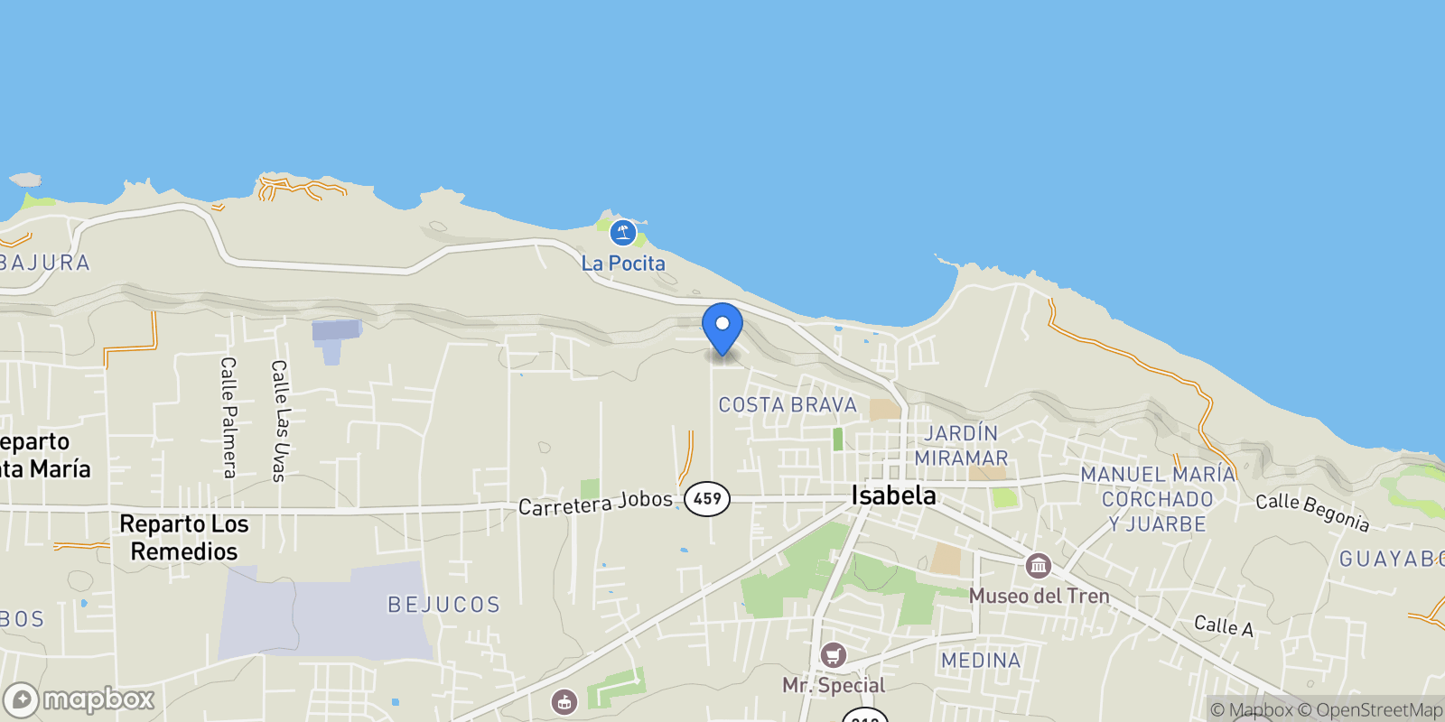 Map showing Isabela CALLE SIN NOMBRE 20250006, Isabela, Isabela, Puerto Rico.