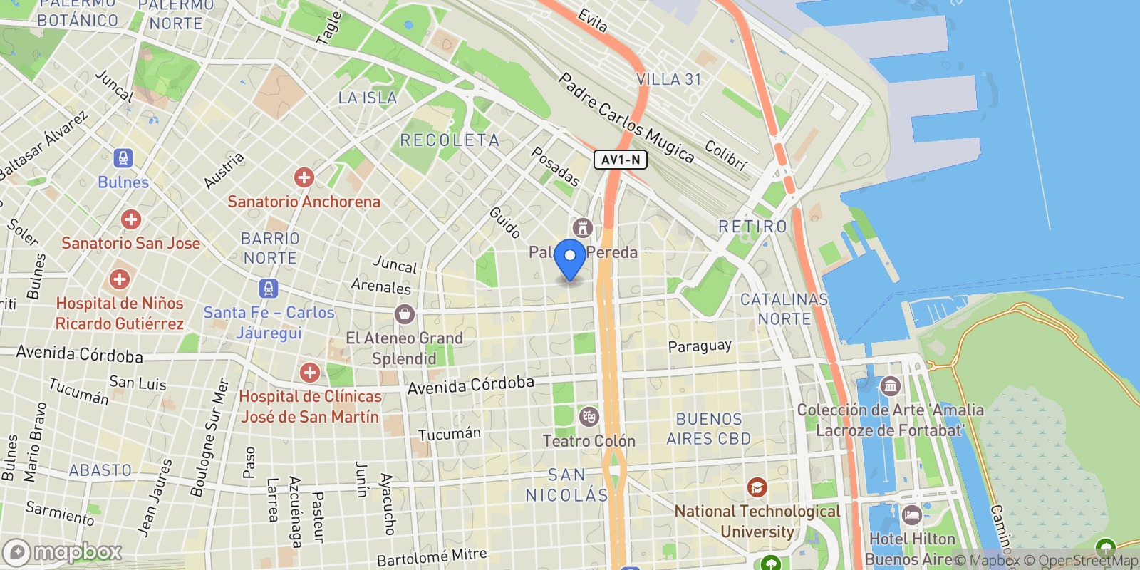 Map showing Exclusive Apartment/Office in Recoleta, Buenos Aires, B, Buenos Aires, Buenos Aires, Argentina.