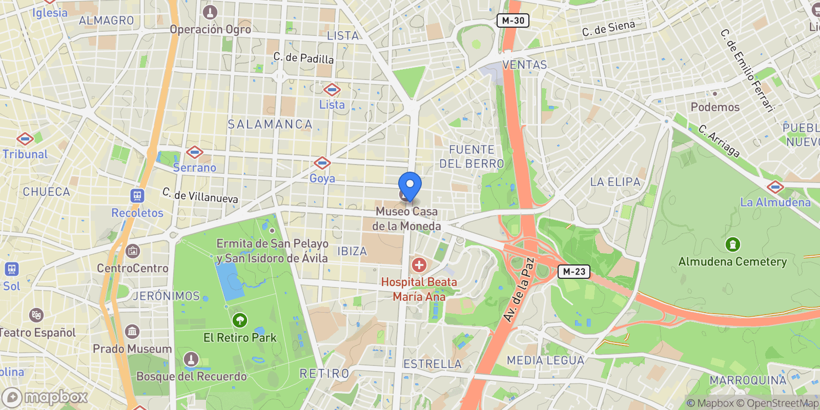 Map showing Madrid, Madrid, MADRID, Madrid, Barrio Salamanca, Madrid, Spain.
