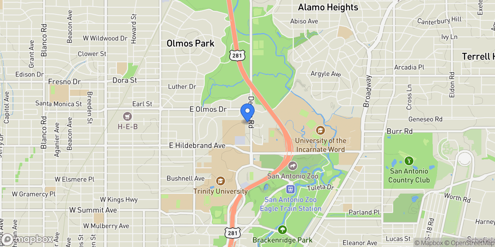 Map showing 221 Devine Road, San Antonio, UT, 78209, USA, San Antonio, Texas, United States.
