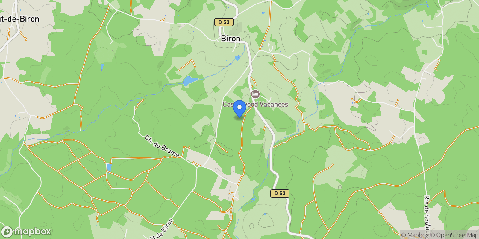 Map showing Biron, Nouvelle-Aquitaine, France.