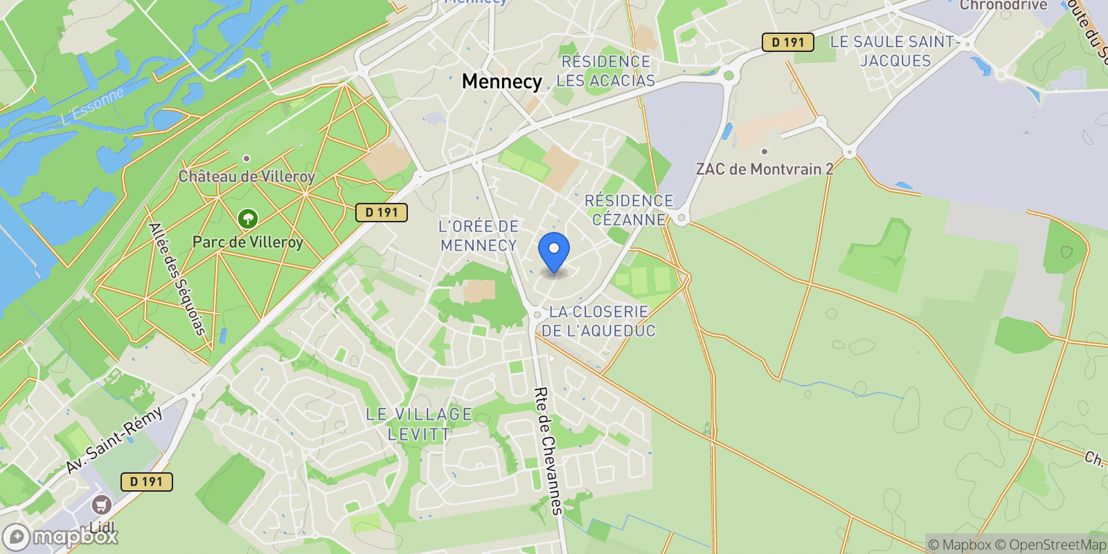 Map showing Mennecy, Île-de-France, France.