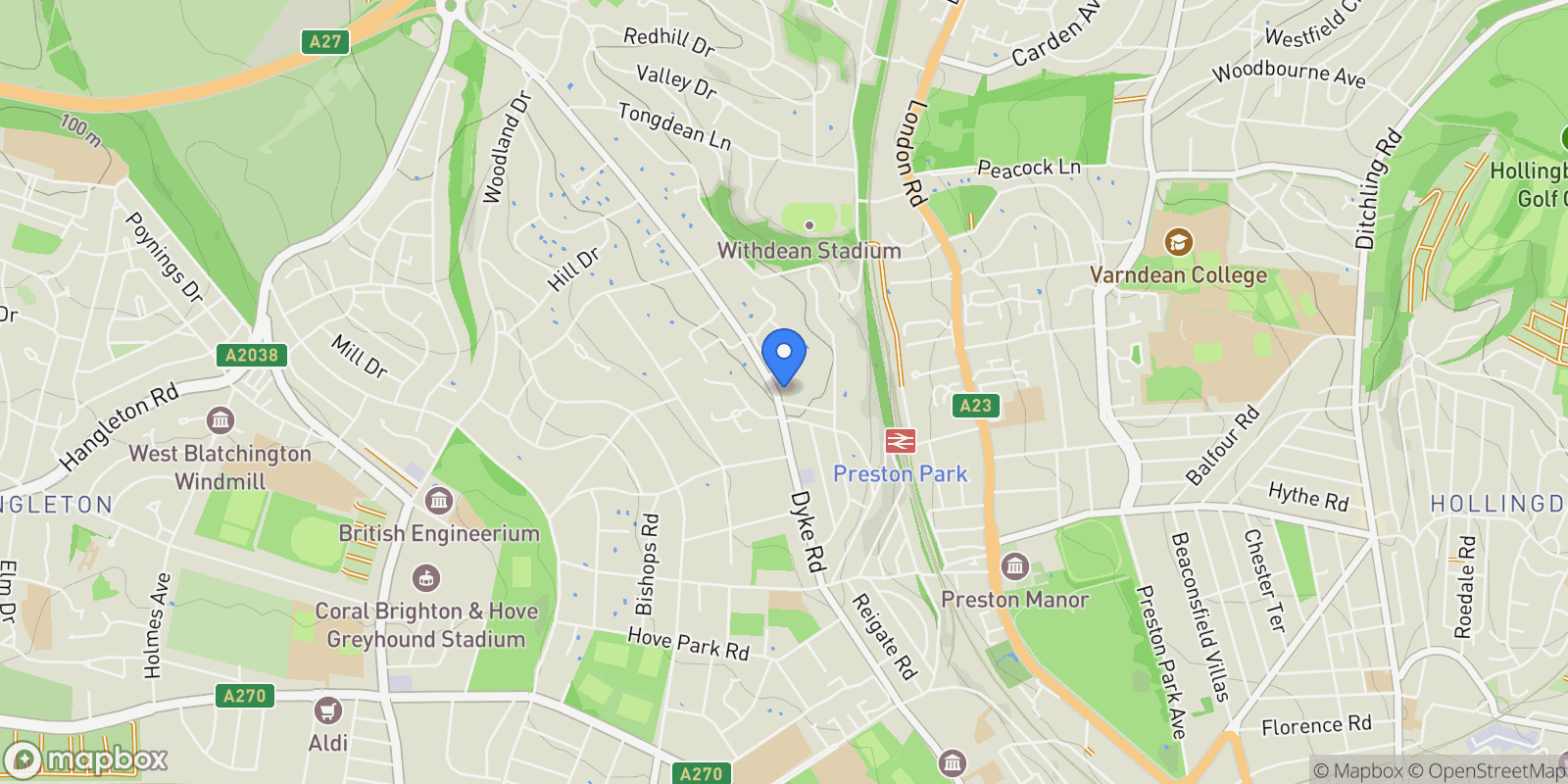 Map showing Brighton, Brighton and Hove, England, United Kingdom.