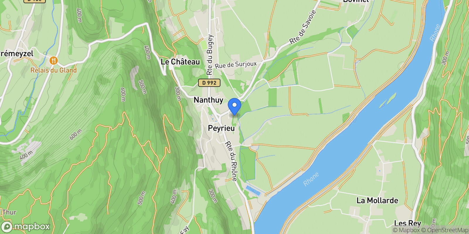 Map showing Peyrieu, Auvergne-Rhône-Alpes, France.