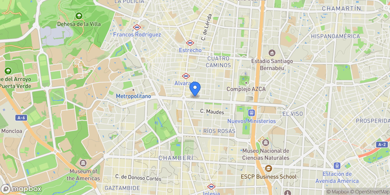 Map showing Nuevos Ministerios-Ríos Rosas, Madrid, MADRID, Madrid, Tetuan, Madrid, Spain.