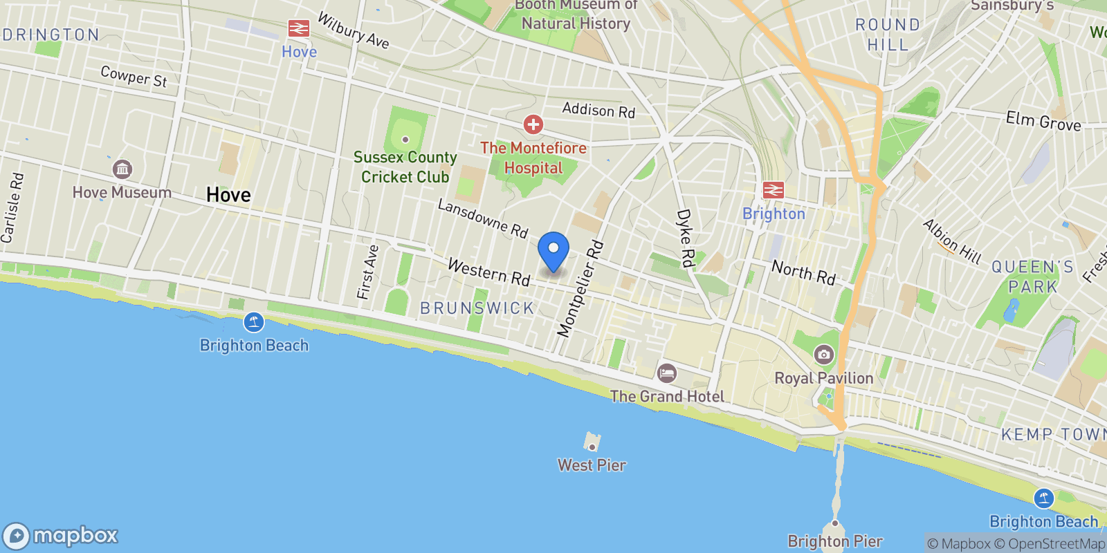 Map showing Brighton, Brighton and Hove, England, United Kingdom.
