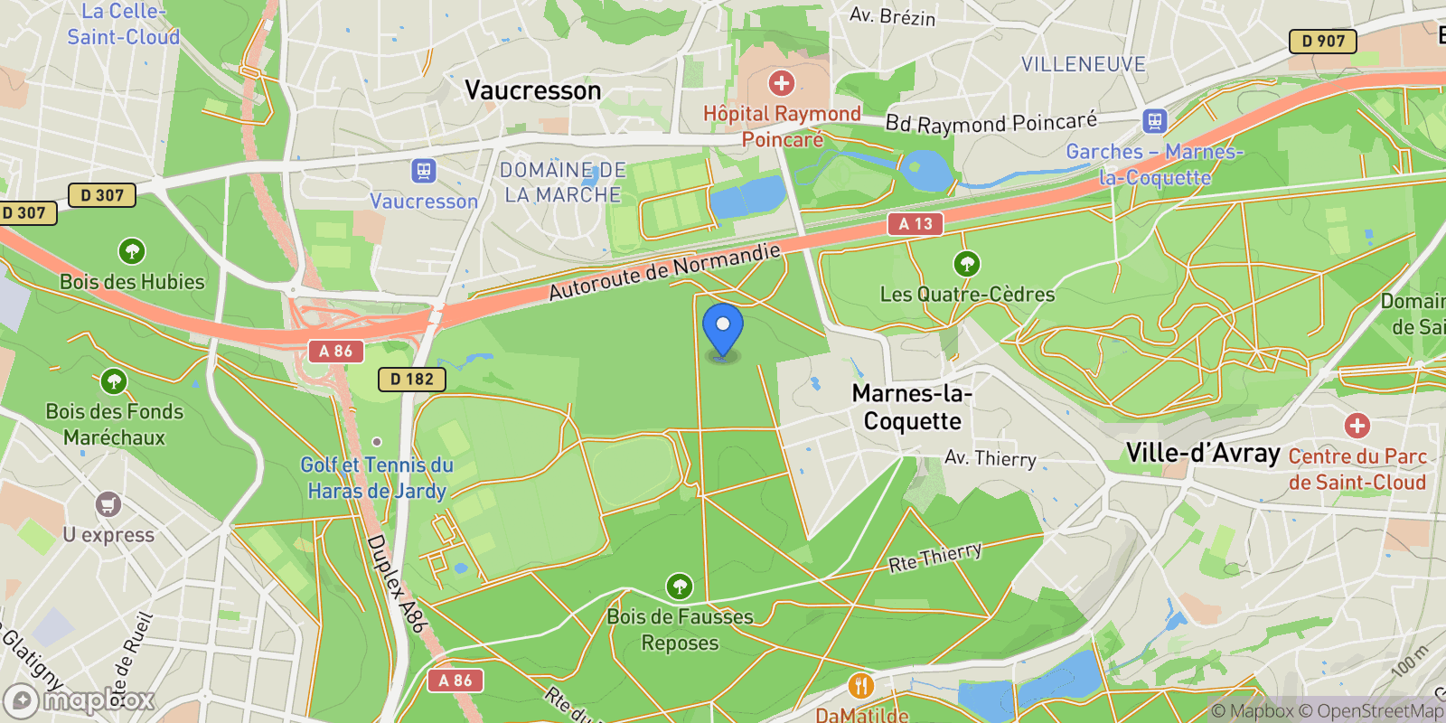 Map showing Marnes-la-Coquette, Île-de-France, France.