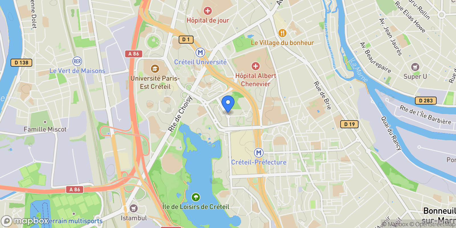 Map showing Créteil, Île-de-France, France.