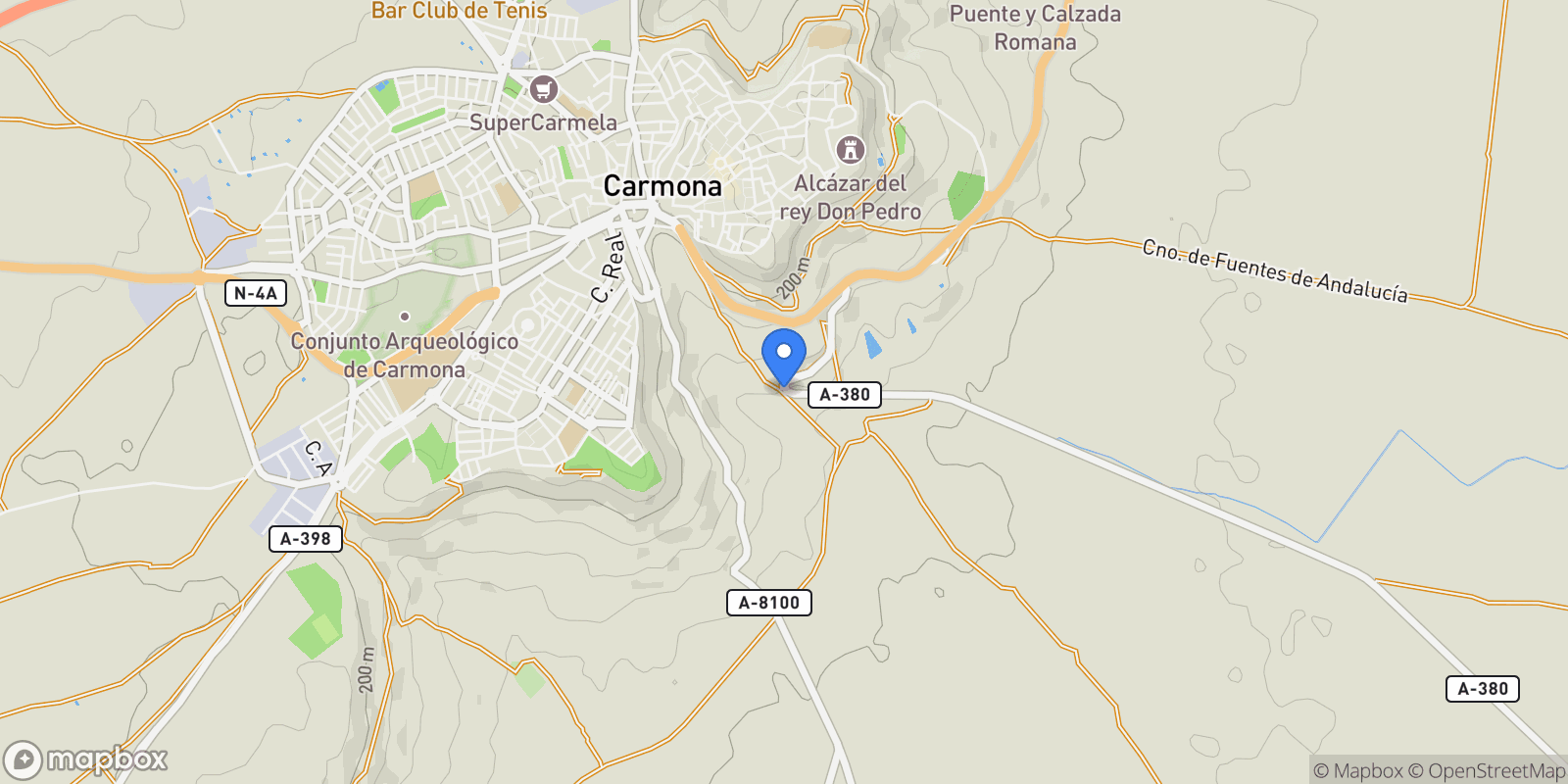 Map showing Carmona, Sevilla, Carmona, Carmona, Andalusia, Spain.
