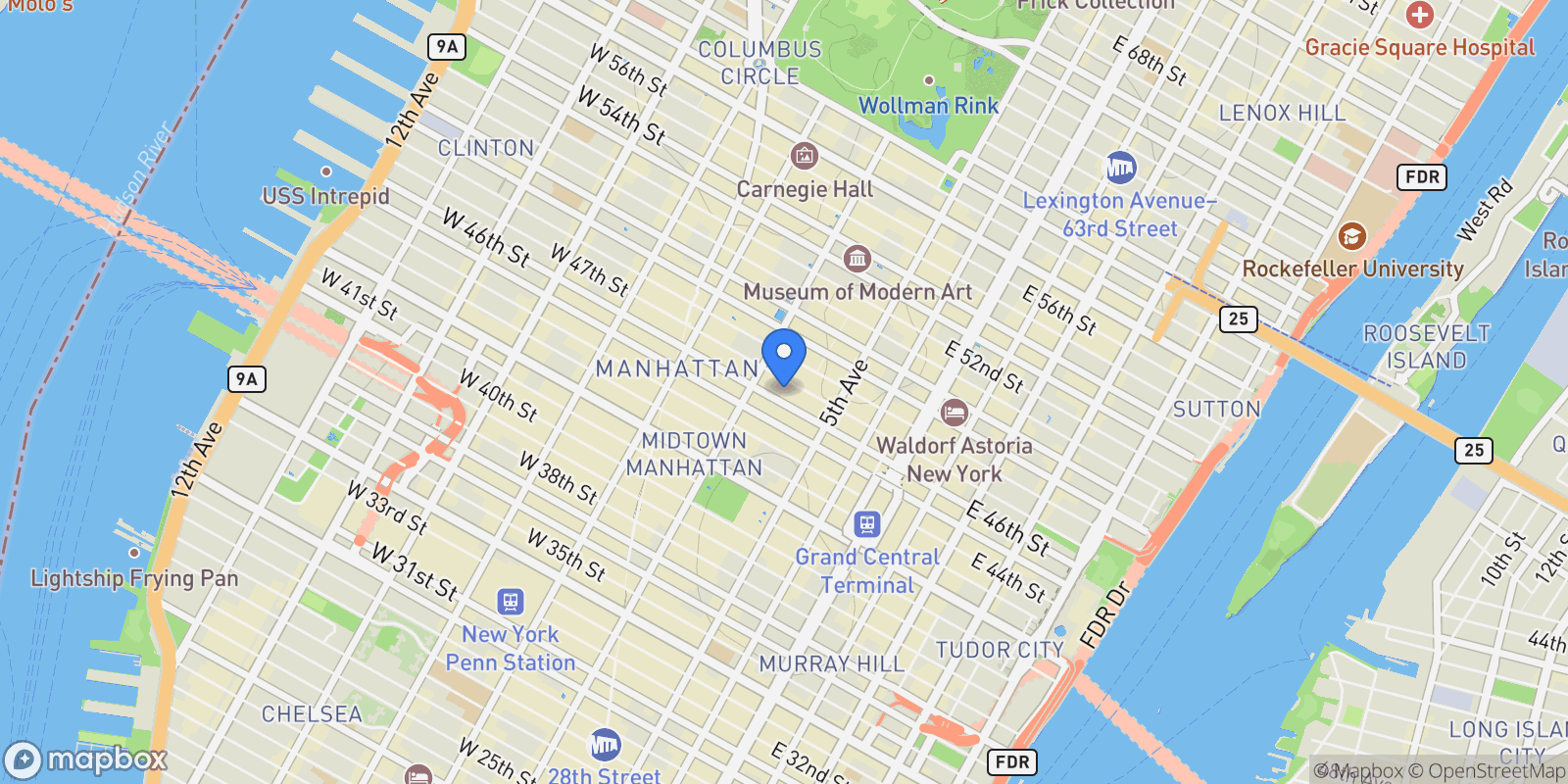 Map showing 50 W 47TH ST, New York, New York, United States.