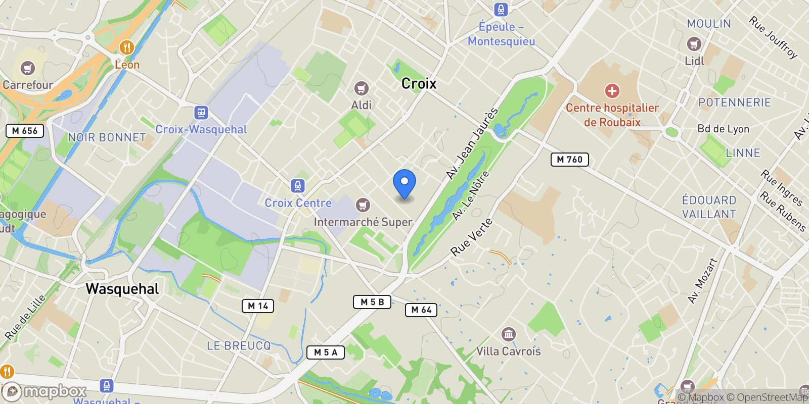 Map showing Croix, Hauts-de-France, France.