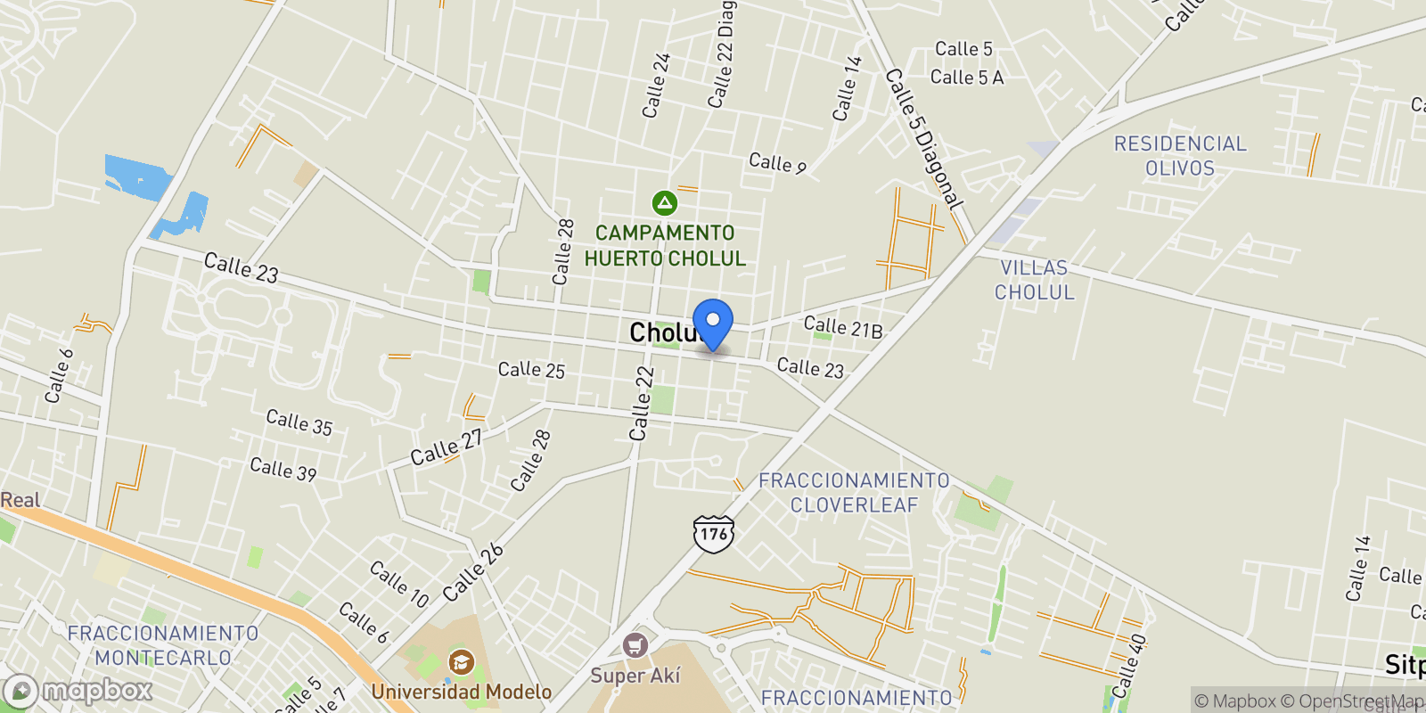 Map showing 97305 Cholul, Yucatan, Mexico, Cholul, Yucatan, Mexico.