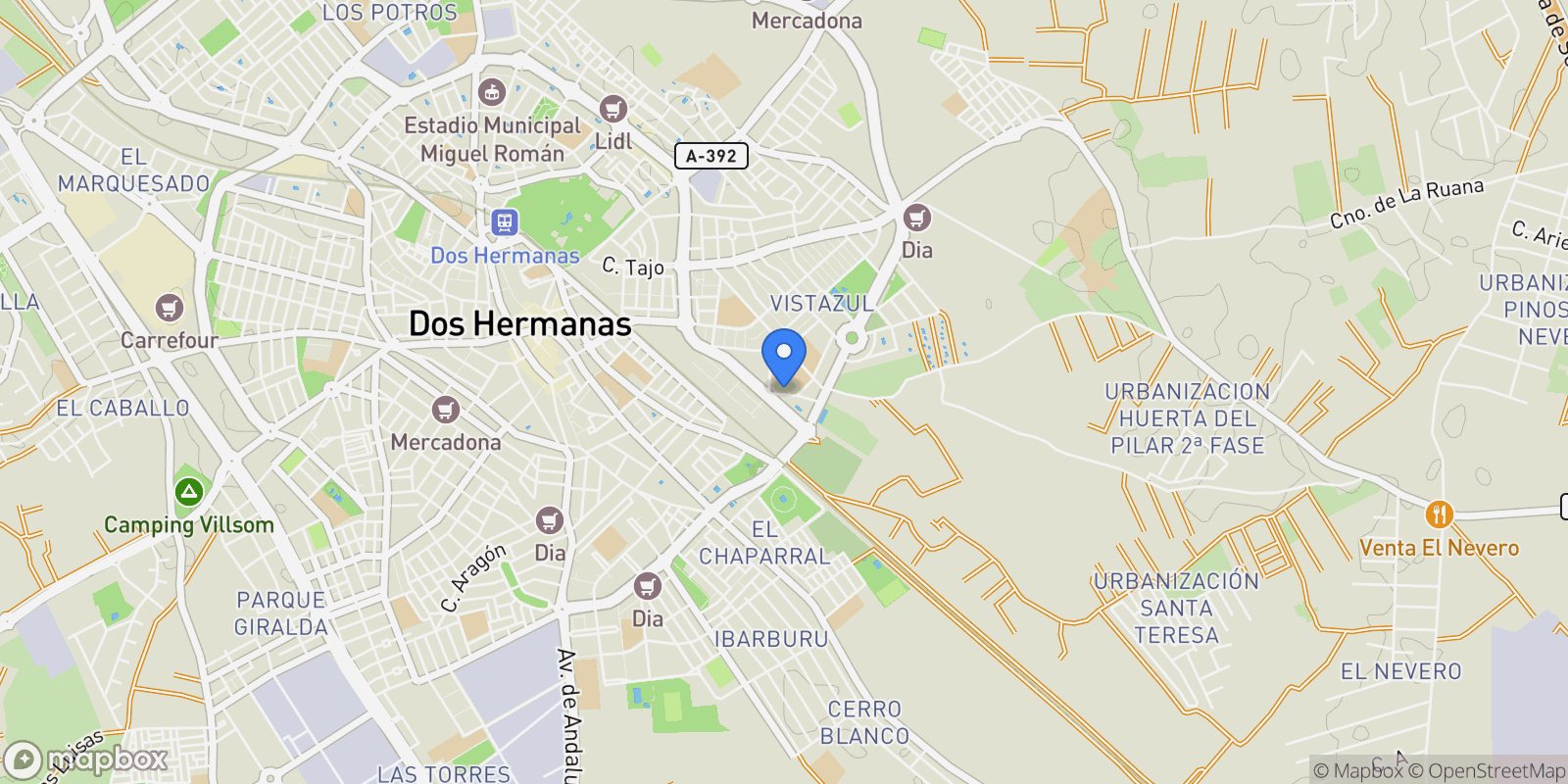 Map showing Dos Hermanas, Sevilla, Dos Hermanas, Dos Hermanas, Andalusia, Spain.