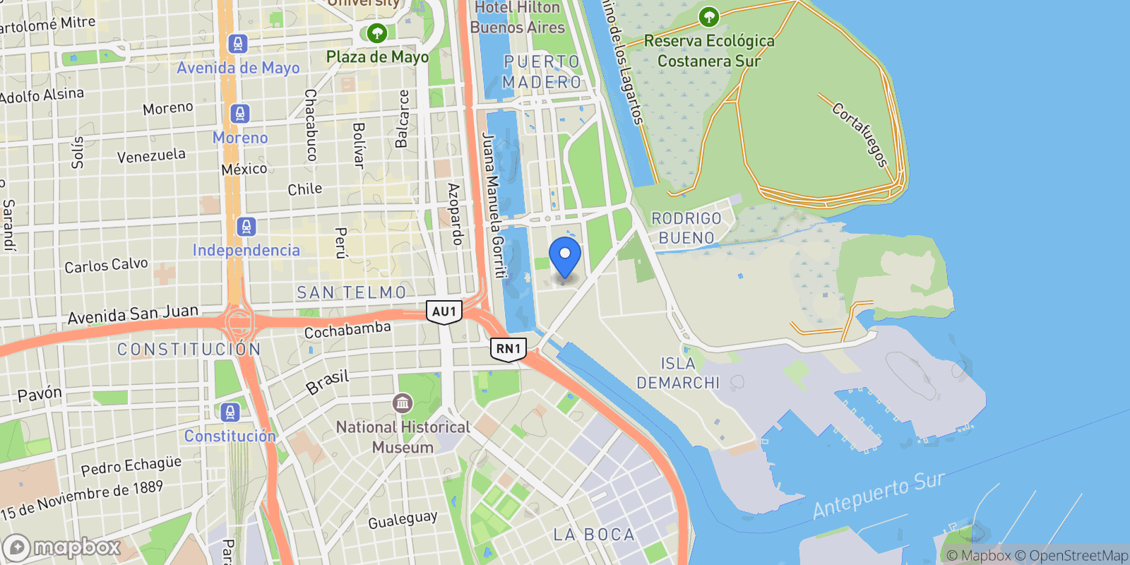 Map showing 1-room Apartment in Osten Tower, Puerto Madero, Buenos Aires, B, Buenos Aires, Buenos Aires, Argentina.