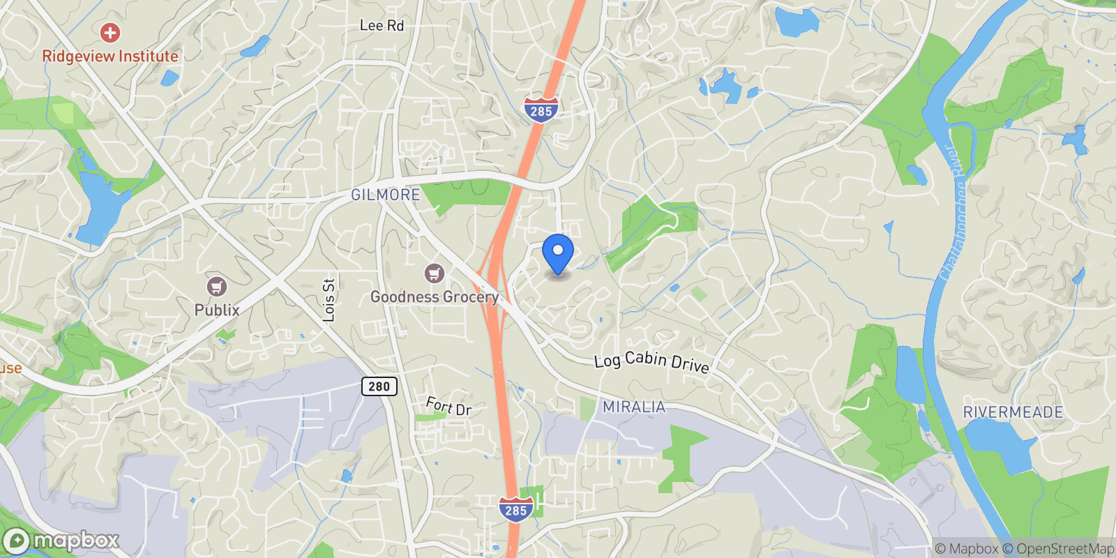 Map showing 2289 Ivy Crest Lane SE, Atlanta, GA 30339, Atlanta, Georgia, United States.