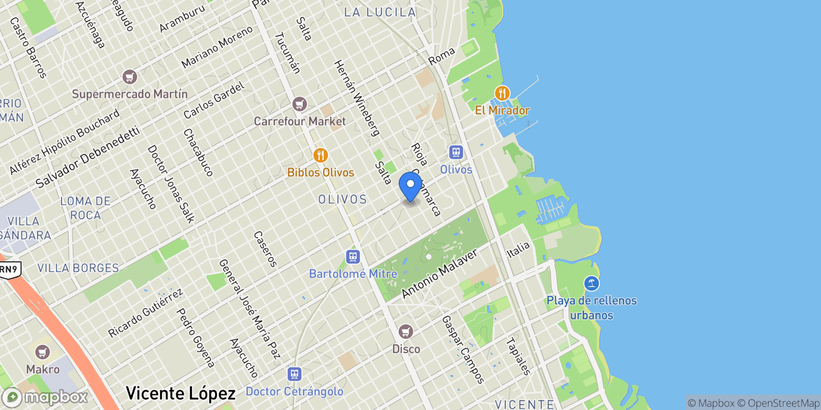 Map showing Exclusive and Sophisticated Residence in Olivos, Buenos Aires, B 1636, Olivos, Buenos Aires Province, Argentina.