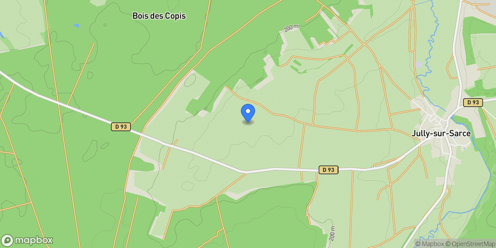 Map showing Jully-sur-Sarce, Grand Est, France.