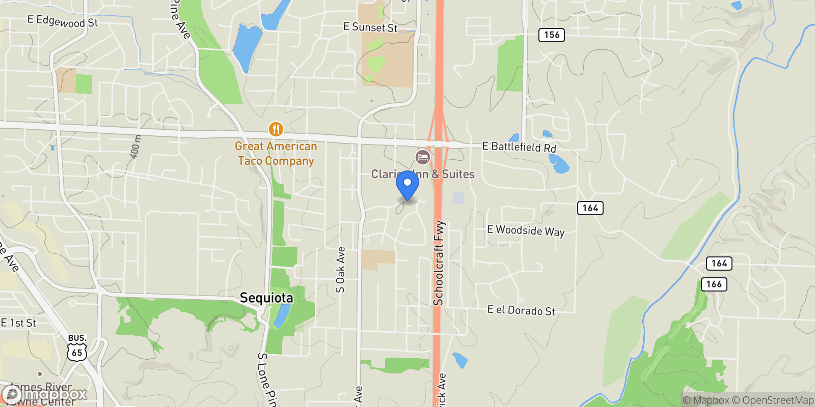 Map showing 3350 E Fox Grape Street, Springfield, MO 65804, Rogersville, Missouri, United States.