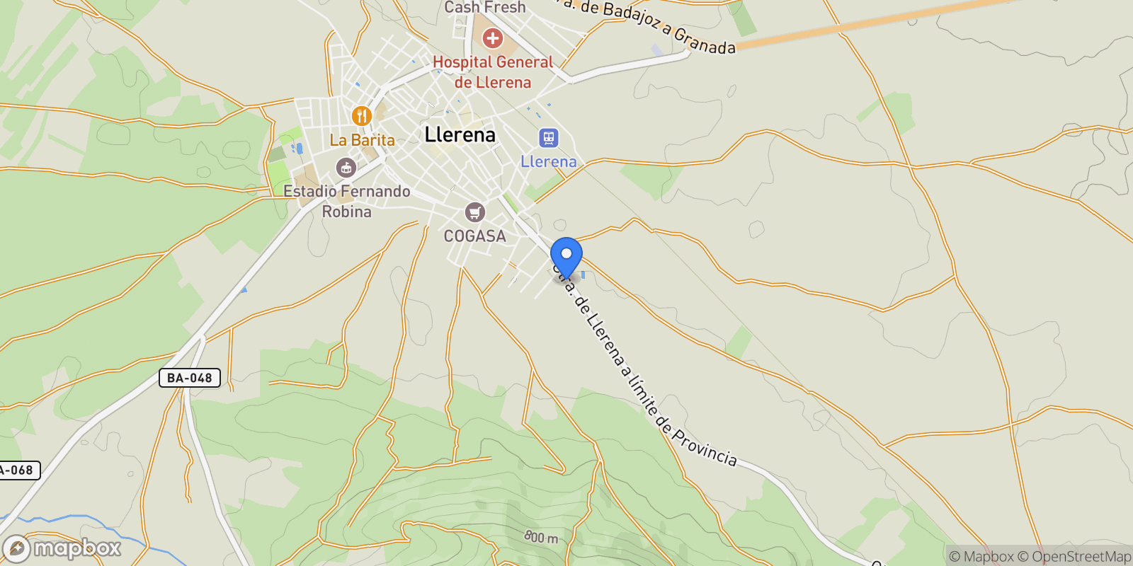 Map showing La Campiña, Llerena, Badajoz, Llerena, Llerena, Extremadura, Spain.