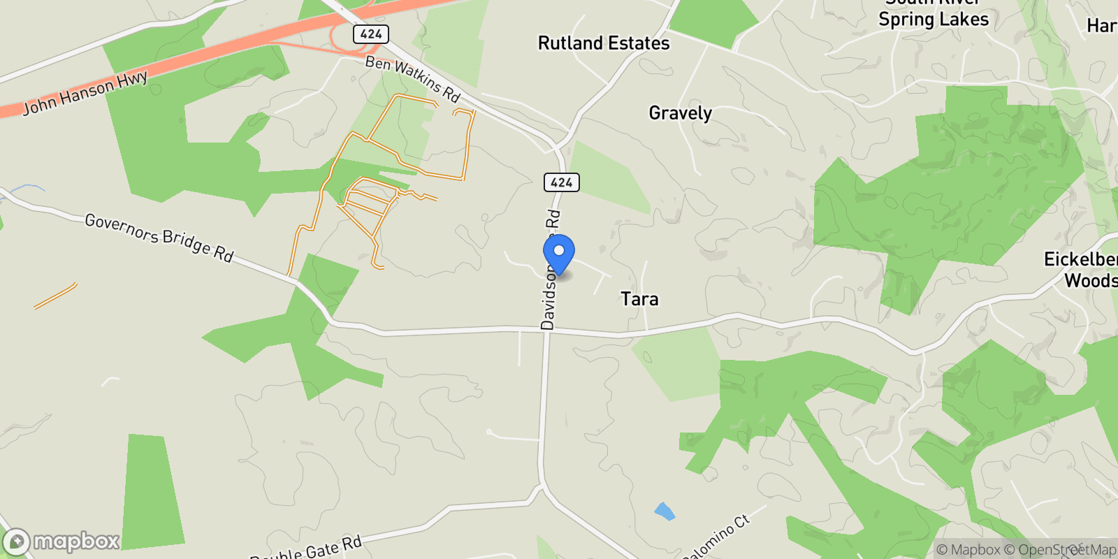 Map showing 2919 Davidsonville Rd, MD, Riva, Maryland, United States.