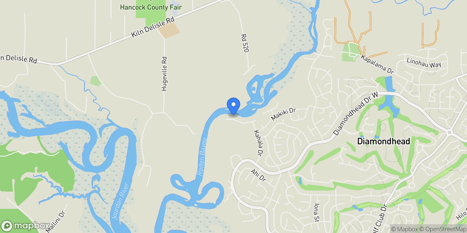 Map showing 8230 Maunalani Place, Diamondhead, MS 39525, Diamondhead, Mississippi, United States.