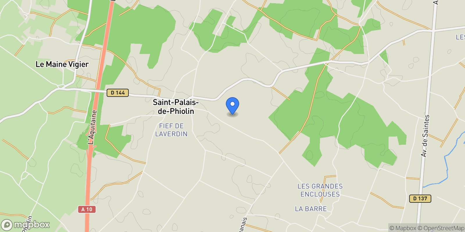 Map showing Saint-Palais-de-Phiolin, Nouvelle-Aquitaine, France.