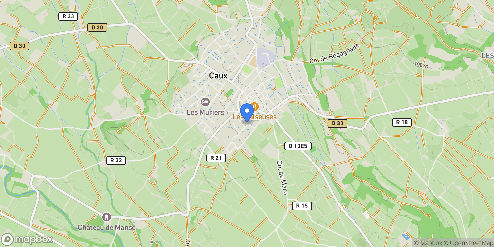 Map showing Caux, Occitanie, France.