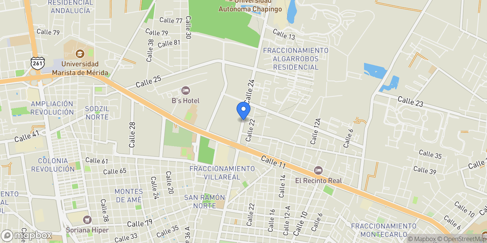 Map showing Calle 24, Santa Gertrudis Copo, Mérida, Yuc., Mexico, Mérida, Yucatan, Mexico.