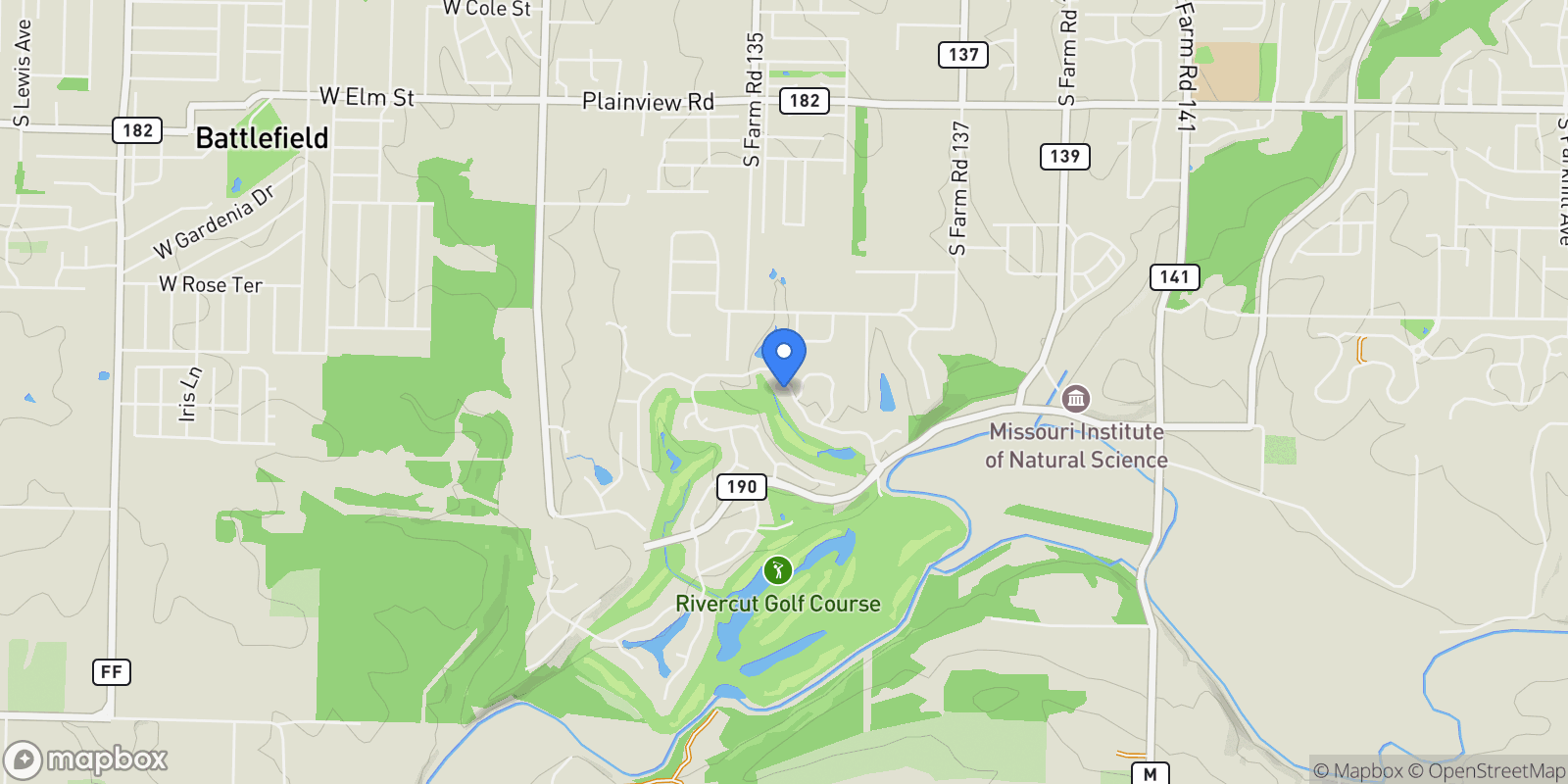 Map showing 5909 S Brightwater Trail, Springfield, MO 65810, Springfield, Missouri, United States.