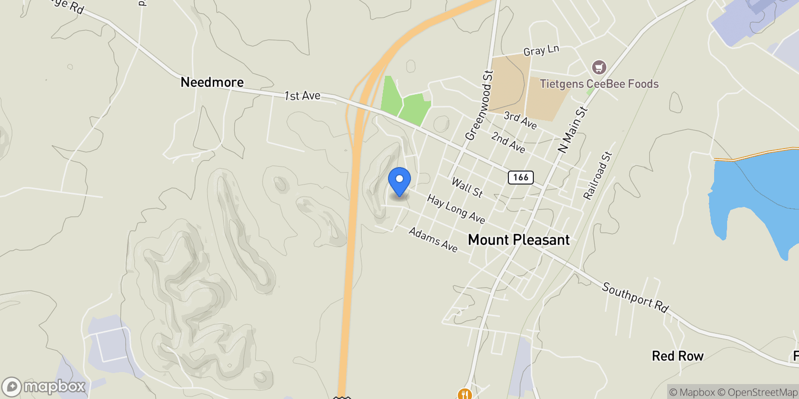 Map showing 706 Washington Ave, Mount Pleasant, TN 38474, Mount Pleasant, Tennessee, United States.