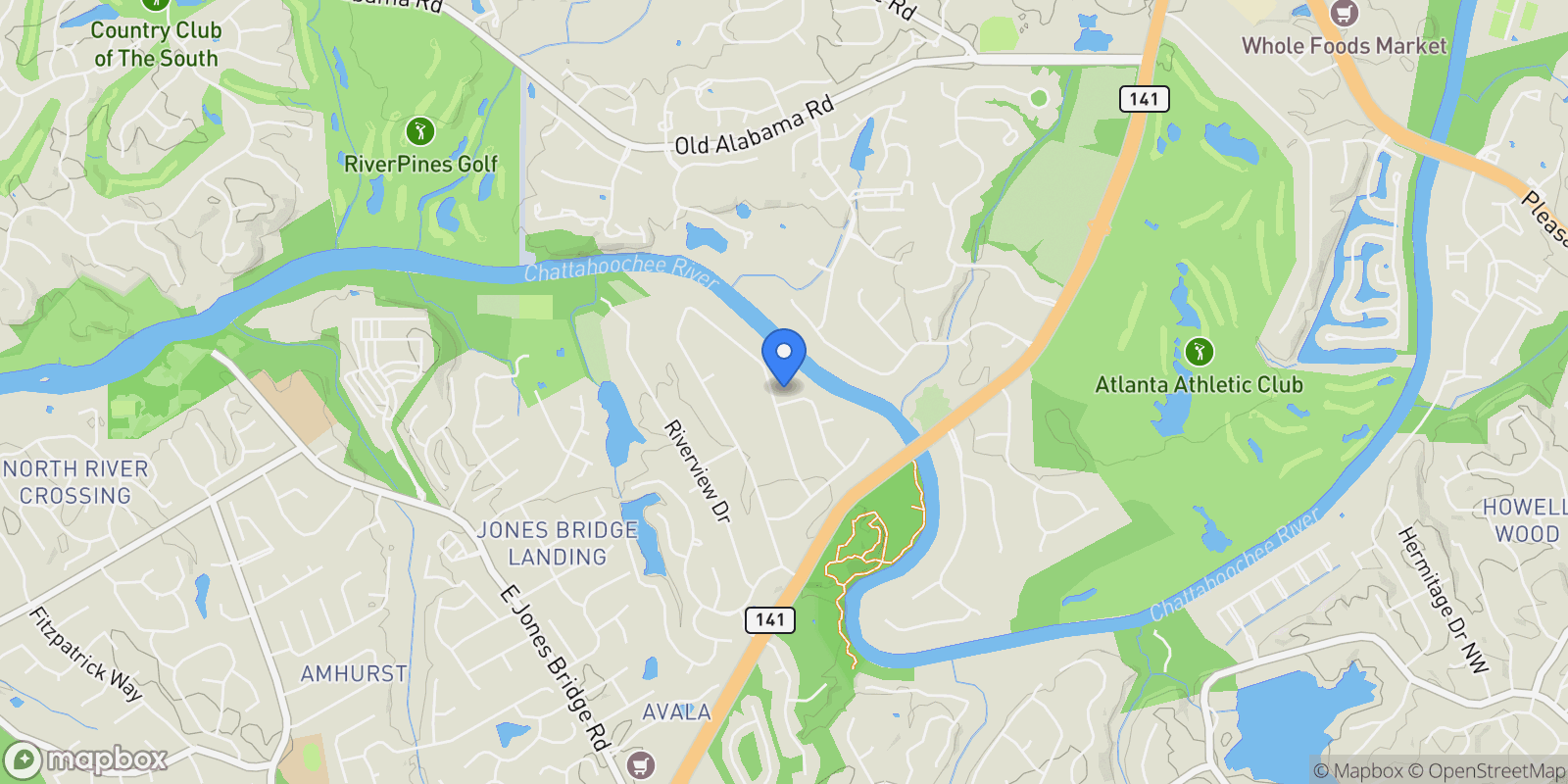 Map showing 4280 Ridgegate Drive, Peachtree Corners, GA 30097, Peachtree Corners, Georgia, United States.
