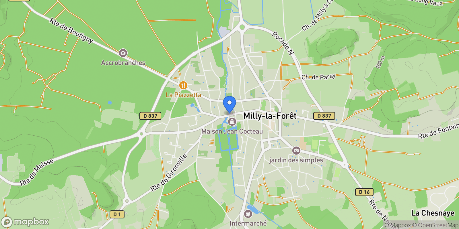 Map showing Milly-la-Forêt, Île-de-France, France.