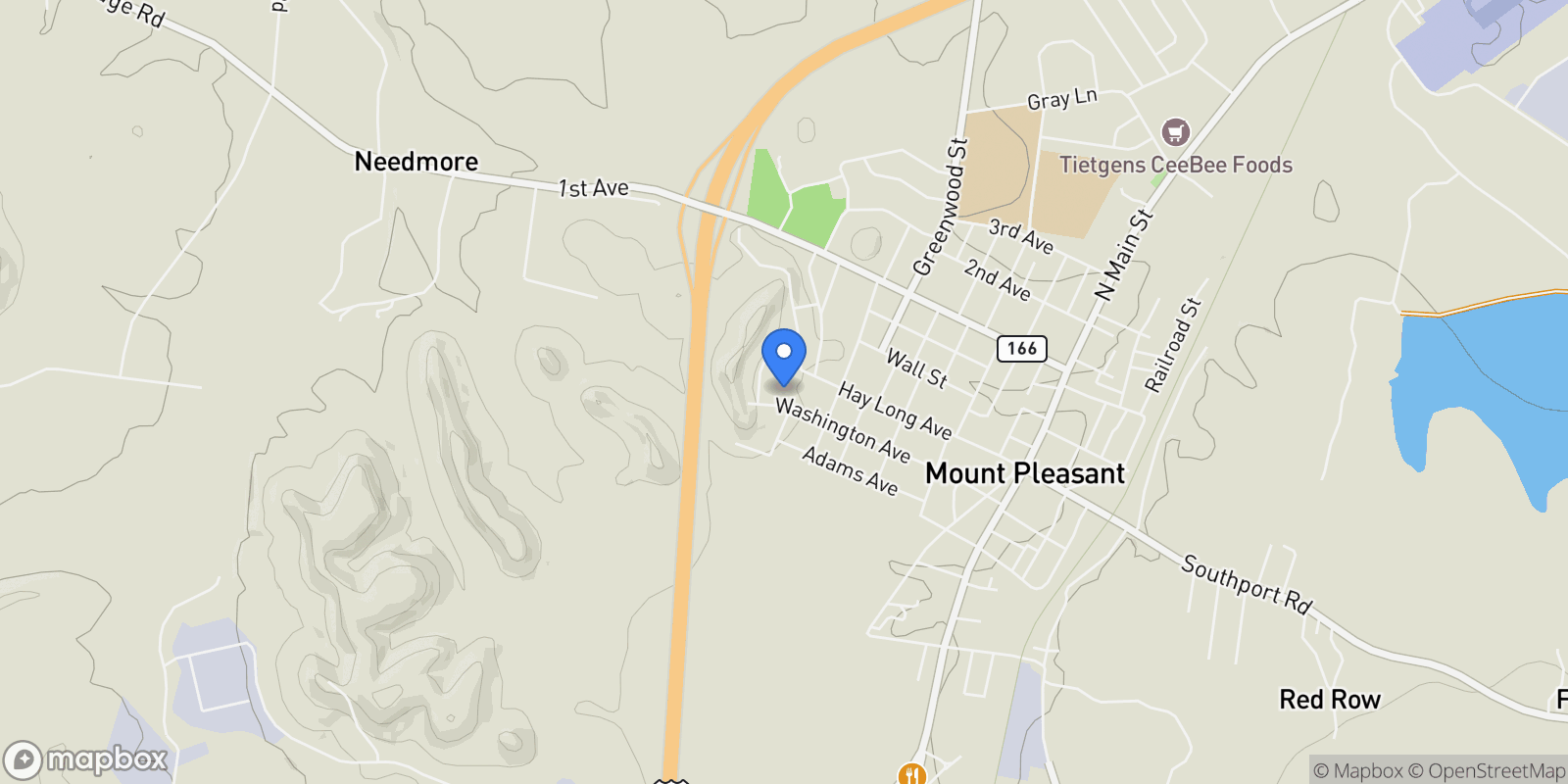 Map showing 706 Washington Ave, Mount Pleasant, TN 38474, Mount Pleasant, Tennessee, United States.