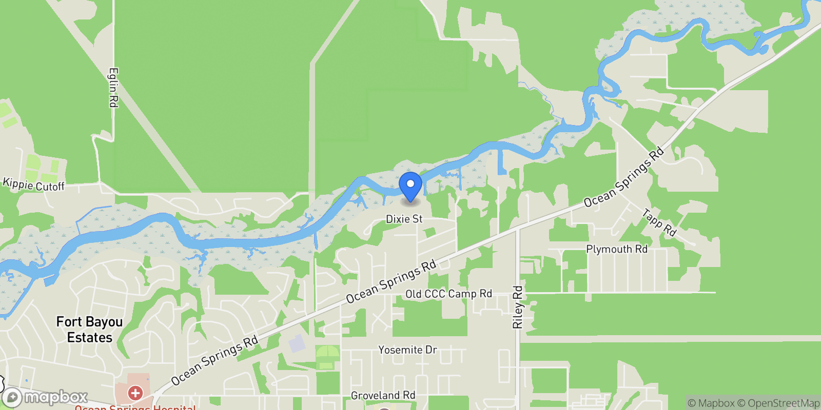 Map showing 8908 Dixie Street, Ocean Springs, MS 39564, Ocean Springs, Mississippi, United States.