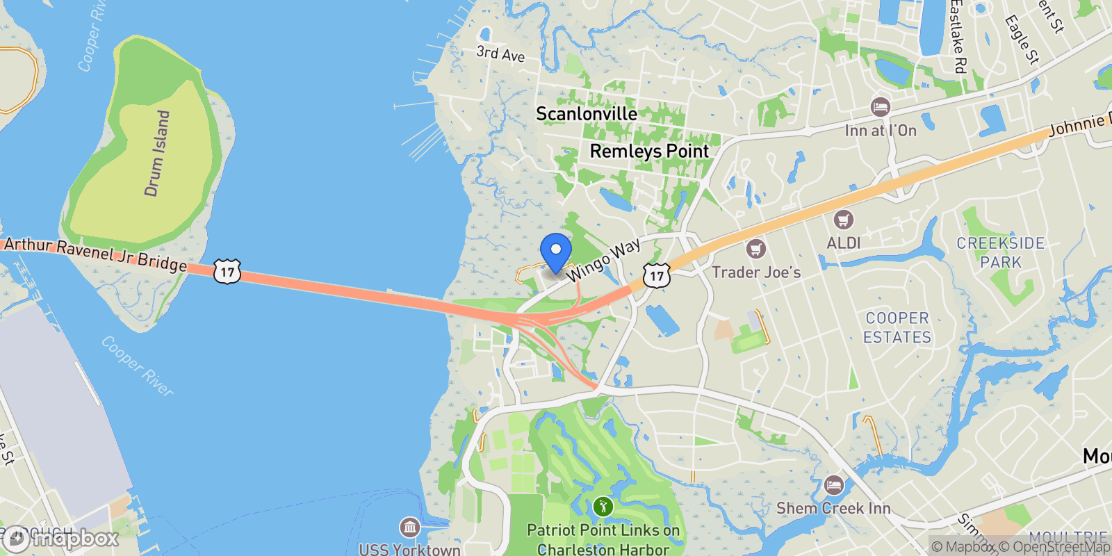 Map showing 361 Cooper River Dr, SC, Mount Pleasant, South Carolina, United States.