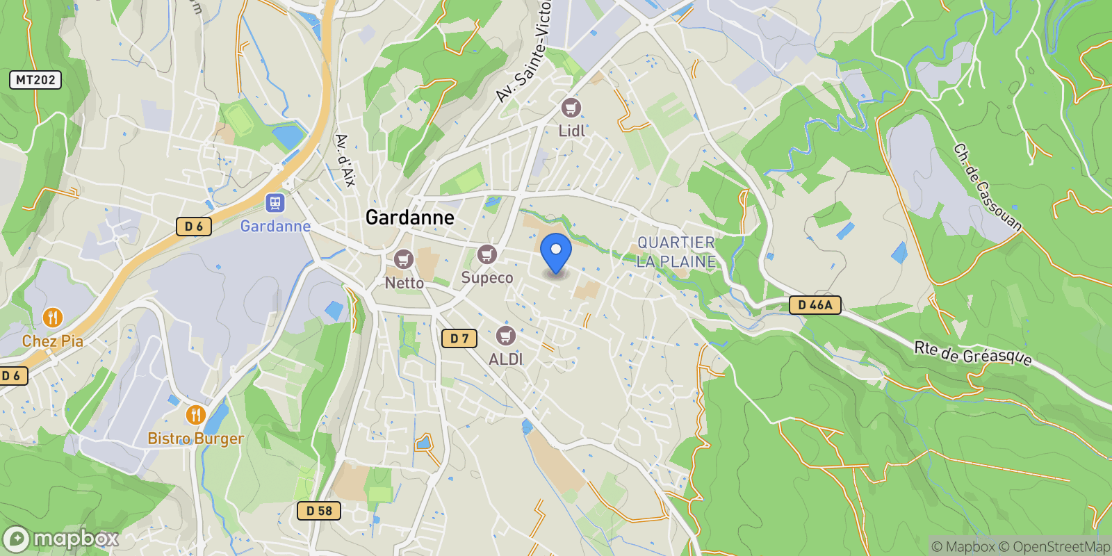Map showing Gardanne, Provence-Alpes-Côte d'Azur, France.