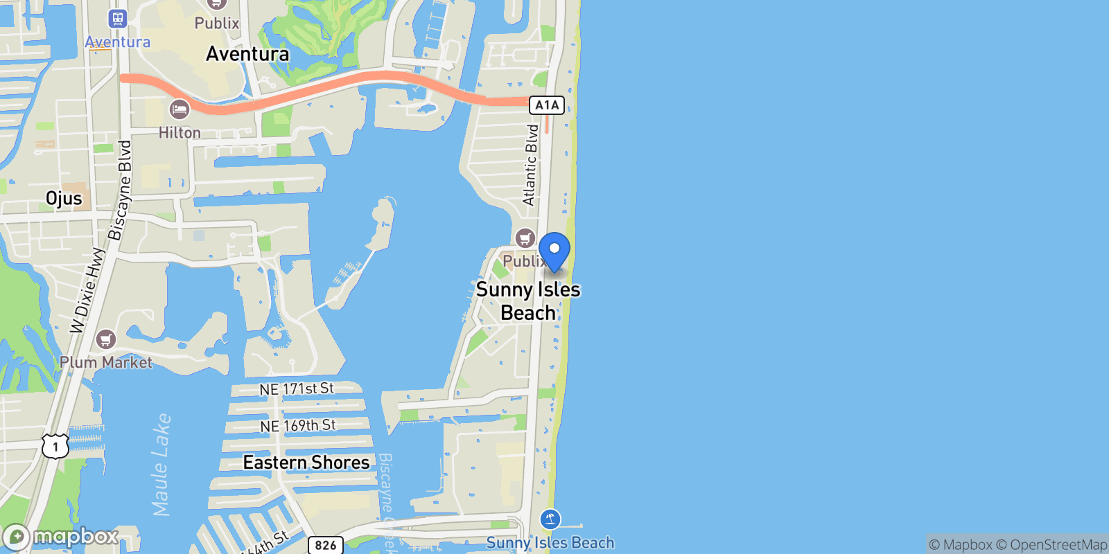 Map showing 18101 Collins Ave # 401, FL, Golden Beach, Florida, United States.