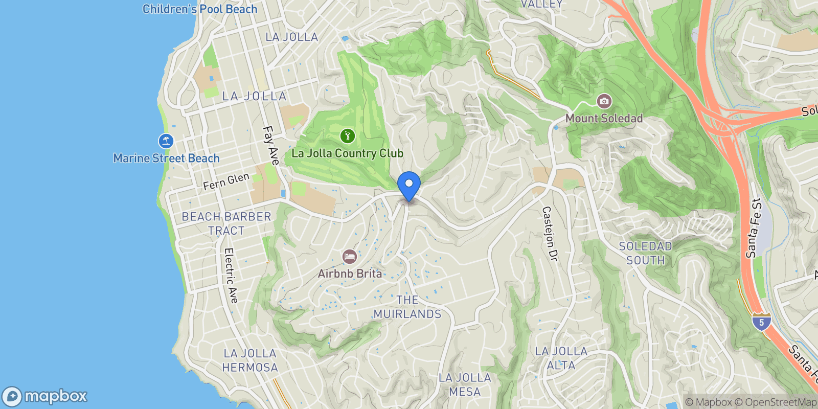 Map showing 6617 Muirlands Dr, CA, San Diego, California, United States.