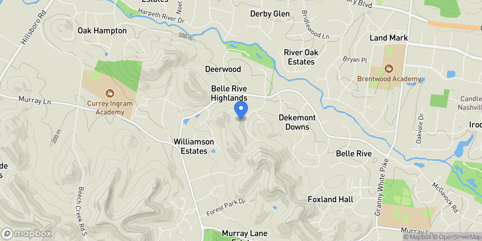 Map showing 537 Grand Oaks Dr, Brentwood, TN 37027, Nashville, Tennessee, United States.
